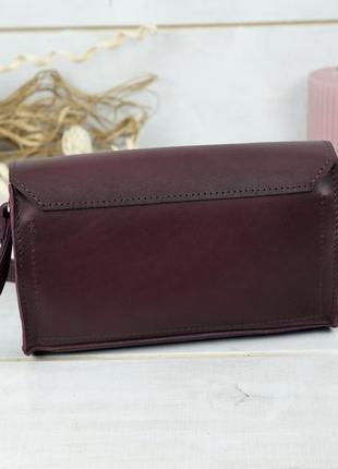 Кожаная женская сумочка ромбик, кожа итальянский краст, цвет бордо5 фото