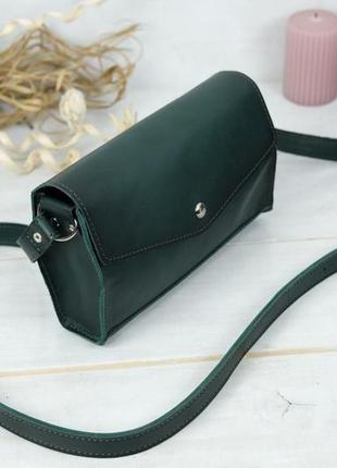 Кожаная женская сумочка ромбик, кожа итальянский краст, цвет зеленый3 фото
