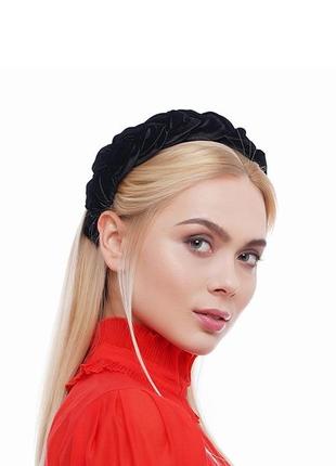 Бархатный обруч косичка ,,чёрный антрацит ,,