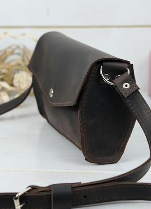 Кожаная женская сумочка ромбик, винтажная кожа, цвет шоколад4 фото