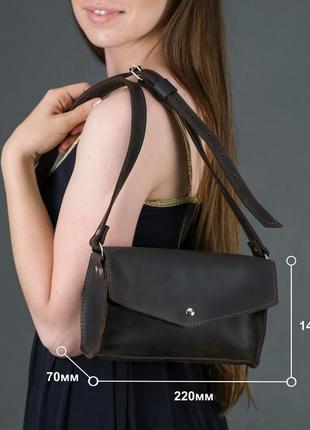 Кожаная женская сумочка ромбик, винтажная кожа, цвет шоколад7 фото