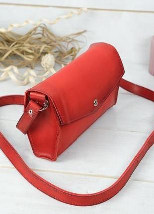 Кожаная женская сумочка ромбик, кожа итальянский краст, цвет красный3 фото