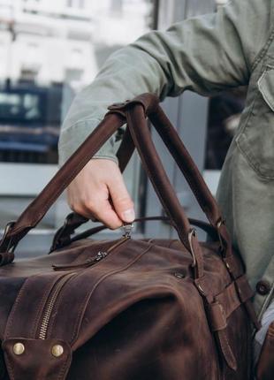 Кожаная сумка для путешествий, спортивная дорожная сумка из натуральной кожи7 фото