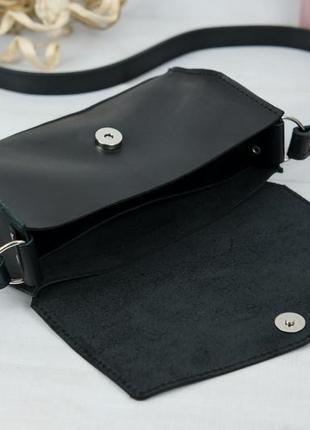 Кожаная женская сумочка ромбик, кожа итальянский краст, цвет черный6 фото