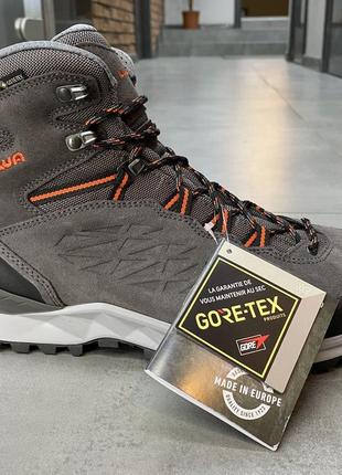 Ботинки мужские трекинговые lowa explorer gtx mid 42,5 р, grey/ flame (серый/оранжевый), туристические ботинки4 фото