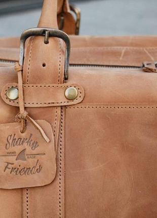 Вінтажна дорожня сумка з натуральної шкіри, спортивна шкіряна сумка коричневого кольору6 фото