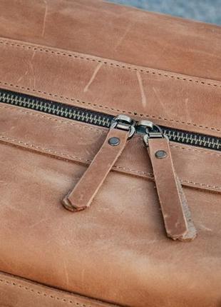 Винтажная дорожная сумка из натуральной кожи, спортивная кожаная сумка коричневого цвета4 фото