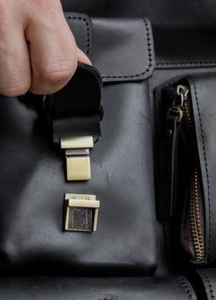Черный рюкзак с карманами из натуральной кожи, мужской рюкзак для ноутбука6 фото