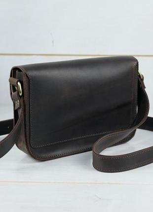 Кожаная женская сумочка "берти", винтажная кожа, цвет шоколад5 фото