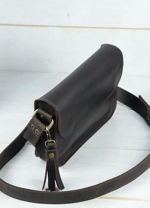 Шкіряна жіноча сумочка "берті", вінтажна шкіра, колір шоколад3 фото