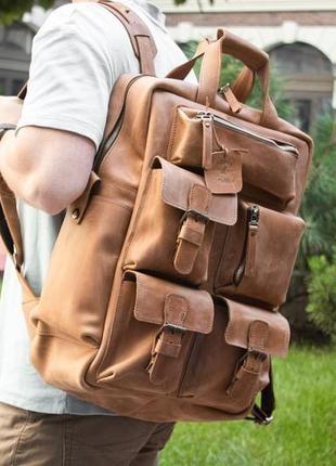Городской рюкзак из натуральной кожи для ноутбука, мужской кожаный рюкзак с карманами джейкоб4 фото