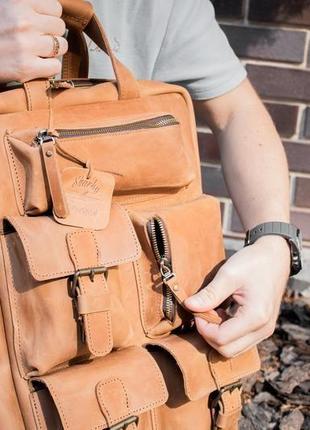 Городской рюкзак из натуральной кожи для ноутбука, мужской кожаный рюкзак с карманами джейкоб3 фото