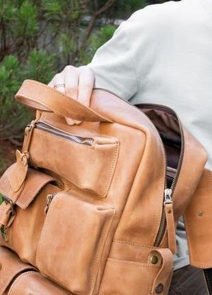 Городской рюкзак из натуральной кожи для ноутбука, мужской кожаный рюкзак с карманами джейкоб7 фото