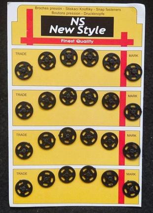 D=13мм пришивные кнопки для одежды new style 24шт пластиковые цвет черный (653-т-0074)2 фото