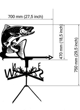 Флюгер на крышу дома "рыба лосось"4 фото