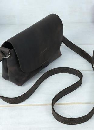 Кожаная женская сумочка итальяночка, винтажная кожа, цвет шоколад3 фото