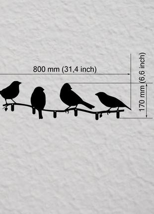 Вішалка для одягу з металу "птахи на гілці"3 фото