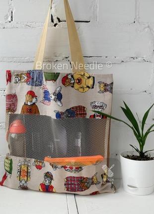 Еко сумка "city dog", сумка-пакет, еко-торба, шоппер з собаками 02/авоська, эко торба