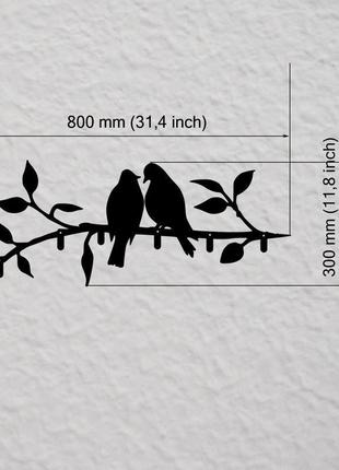 Вешалка для одежды с металла "влюблённые птицы на ветке"3 фото