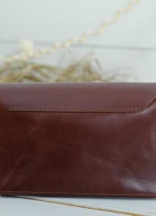 Шкіряна жіноча сумочка італьяночка, шкіра італійський краст, колір вишня4 фото