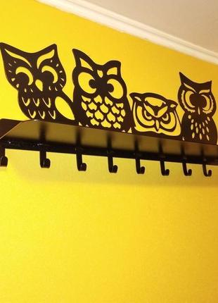 Вешалка металлическая для одежды с полочкой "сови"