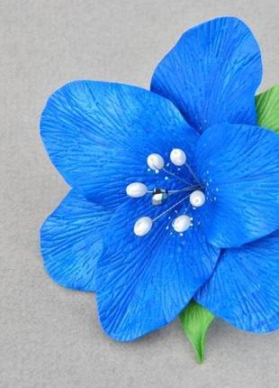 Лилия заколка для волос синий цветок в прическу4 фото