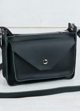 Кожаная женская сумочка "уголок", кожа grand, цвет  черный3 фото