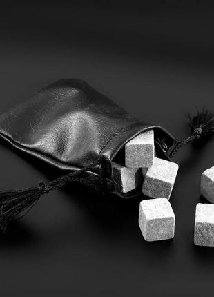 Подарунковий дерев'яний набір для віскі каміння з бокалами bohemia quadro в чорному кольорі | ws202s3 фото