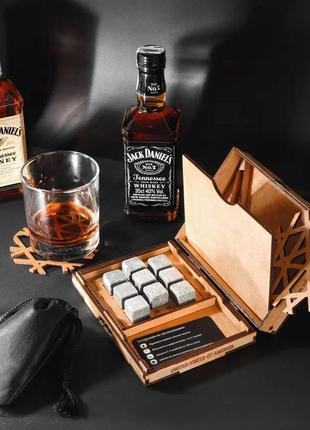 Подарочный набор камней для виски на 9 шт в деревянной коробке whisky stones ws0043 фото