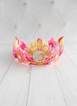 Рожева корона для принцеси прикраса для волосся з авророю дівчинці обідок тіара до фотосесії подарунок1 фото