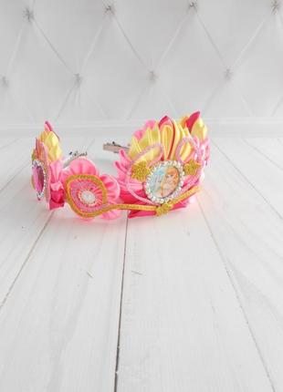 Розовая корона для принцессы украшение для волос с авророй девочке ободок тиара к фотосессии подарок6 фото