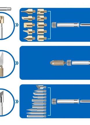 Набір насадок для випалювання по дереву 28 шт. / перехідник на паяльник / трафарети5 фото