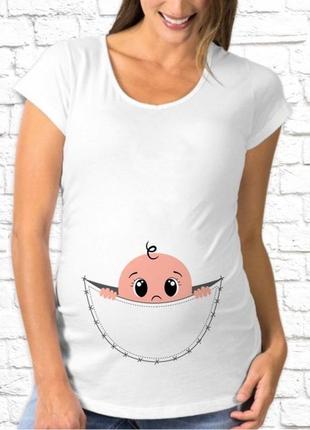 Футболка для беременной push it с принтом _малыш в сумке животика_ код фп002439