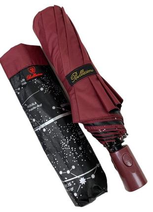 Женский зонт полуавтомат 100 см bellissima  бордовый (2000002288572)8 фото