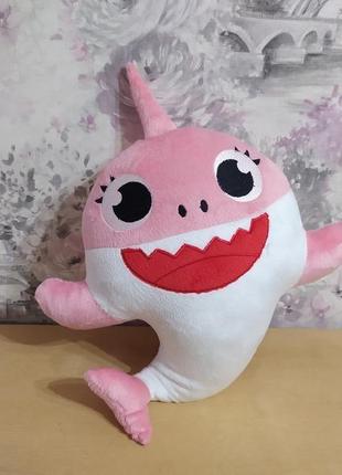 Плюшевая игрушка мама акула розовая подарок для ребенка 40 см