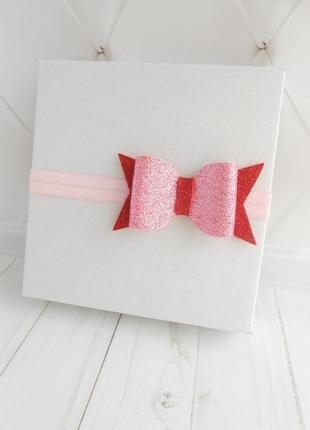Набор повязок с бантиками на валентина подарок на годик малышке стильное украшение для волос девочке4 фото