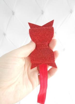 Красная повязка с бантиком на валентина украшение для волос девочке к фотосессии подарок на крестины