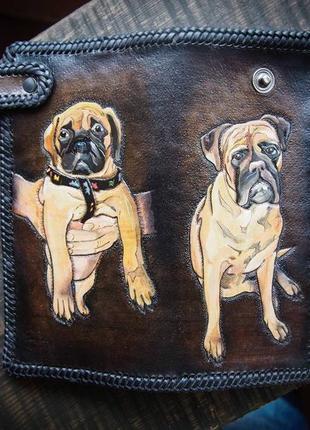 Гаманець з портретом собаки, шкіряний гаманець3 фото