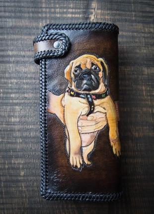Гаманець з портретом собаки, шкіряний гаманець7 фото