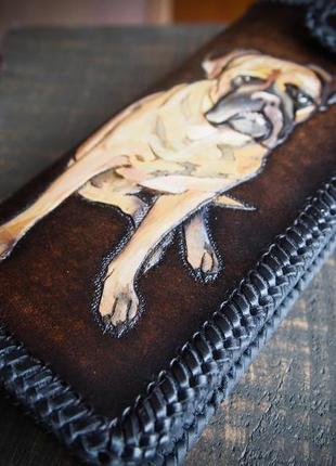 Гаманець з портретом собаки, шкіряний гаманець2 фото