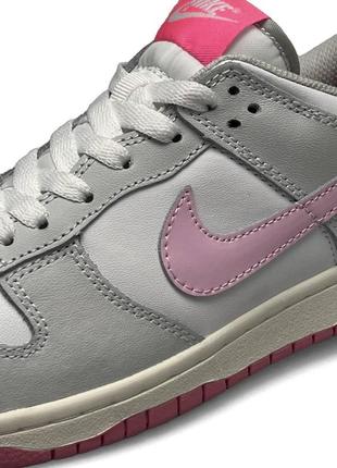 Жіночі шкіряні кросівки nike sb dunk low 520 pink puck сірі повсякденні кеди найк весна літо2 фото