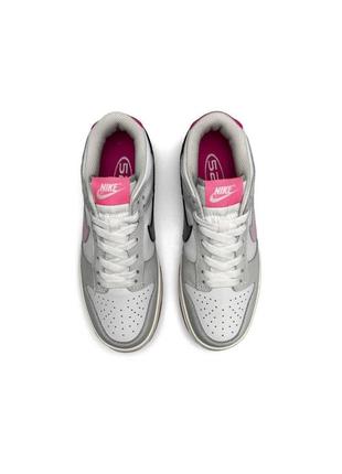 Жіночі шкіряні кросівки nike sb dunk low 520 pink puck сірі повсякденні кеди найк весна літо6 фото