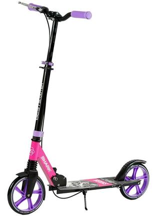 Самокат двоколісний 77-99,5х53х15 см best scooter чорно-рожевий (2000002833413)
