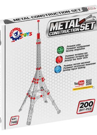 Металевий конструктор ейфелева вежа, 200 деталей 18,7х3,5х19 см технок червоний (2000002419471)