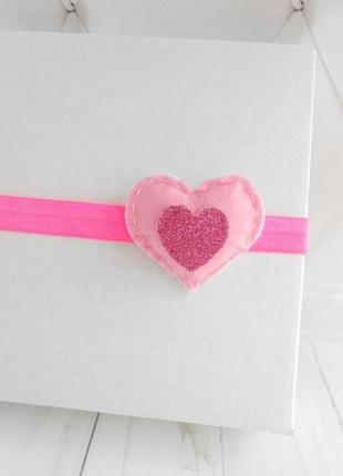 Набор повязок малышке на фотосессию подарок на валентина девочке розовое украшение для волос6 фото