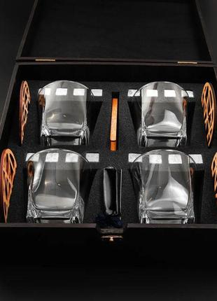 Камни для виски подарочный деревянный набор 4 стакана luminarc sterling в темном дереве ws4013 фото