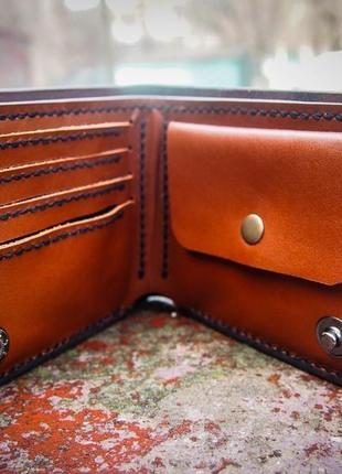 Женский красный кошелёк, портмоне с ромашками, женский кожаный бумажник4 фото