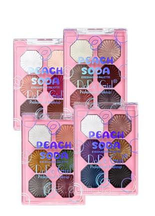 Набір палеток тіней для повік peach soda eyeshadow, 4 палетки 9,6 г dodo girl різнобарвний (2000002715894)1 фото
