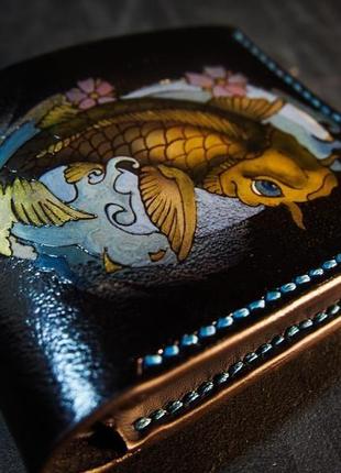 Кошелек карп, кошелёк с рыбкой, женское портмоне, женский кожаный бумажник3 фото