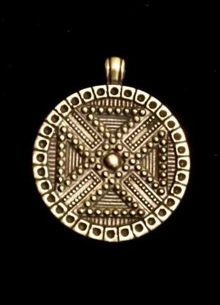 Латунний медальйон ручної роботи зґарда в колі малий4 фото